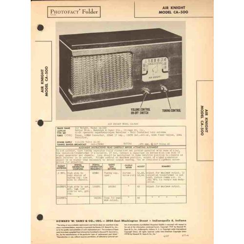 AIR KNIGHT model CA-500 AM radio receiver Sams Photofact manual