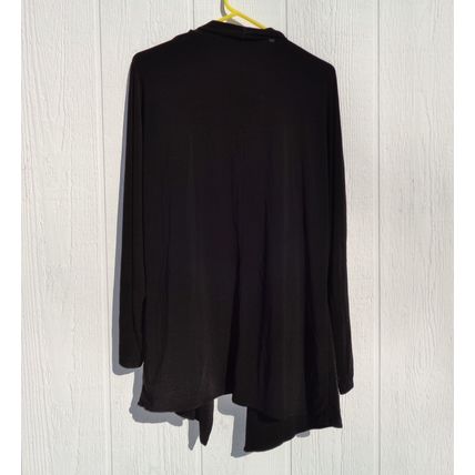 Womens Travel Knit Black Open Front Cardigan Top 1X 48 Chest Stretch Knit Shrug