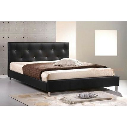 White Or Black Faux Leather Queen Bed Frame Crystal Button Tufted Modern