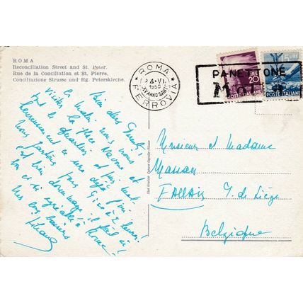 Roma Via Della Conciliazone Italy Postcard posted 1950 VGC