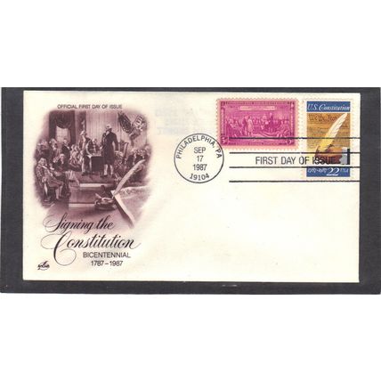 FDC Art Craft 2360 22c Constitution + 798 (Cachet-U/A) CV00793