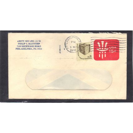U581 15c Uncle Sam 1584 3c Ballot CV02707