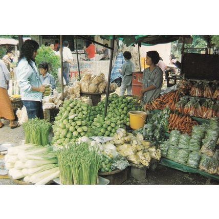 Market in Bangkok Thailand Postcard used VGC