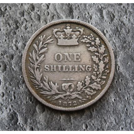 1872 Queen Victoria Silver 92.5% Young Head Shilling 1/- British English Die 4