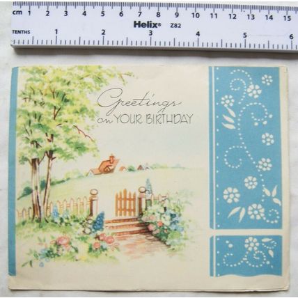 Vintage: Birthday card - rural scene