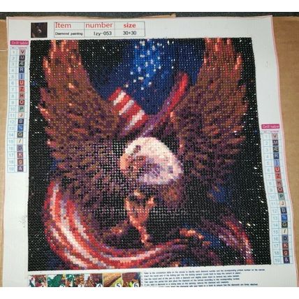 Finished Completed Diamond Painting #Izy-053 Patriotic USA Flag Eagle Unframed