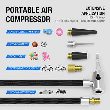 JF.EGWO 3000A Car Battery Jump Starter 150PSI Air Compressor 24000mAh Power Bank