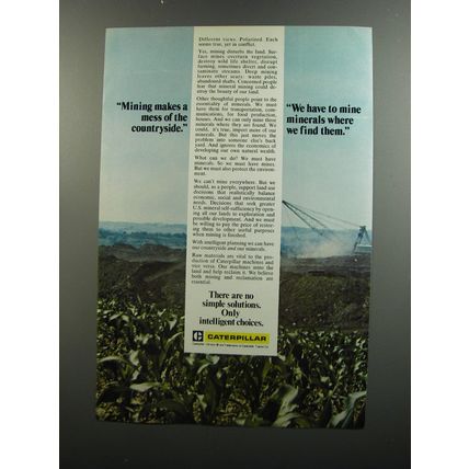 1976 Caterpillar Equipment Ad - Mining makes a mess of the countryside.