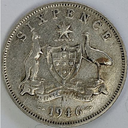 AUSTRALIA 1946 Sixpence, 50% Silver (A- D)