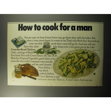1970 Birds Eye Ad - Green Peas with Cream Sauce - Cross-the-Road Chicken Recipe