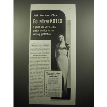 1933 Equalizer Kotex Sanitary Pad Ad - Ask for the new Equalizer Kotex