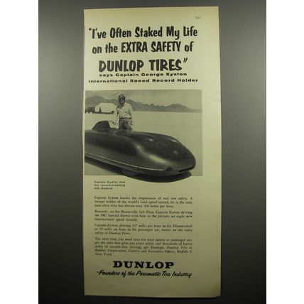 1955 Dunlop Tires Advertisement - MG Special and Captain George Eyston