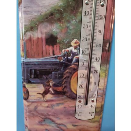 "Thomas Kinkade Summer Farm" - Retro Large Metal Thermometer - Indoor/Outdoor