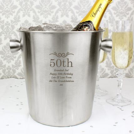 Ice Bucket Stainless Steel personalised dad father son couples mum anniversary
