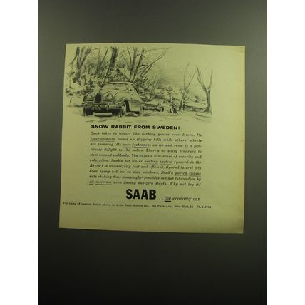 1958 Saab Cars Advertisement - Snow rabbit from Sweden