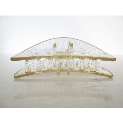 Clear transparent triangle gold sparkle glitter hair claw clip for medium fine
