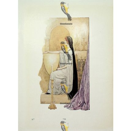 Gawaine Sees Most Beautiful Lady In Silver & Black Gown, Book Illustration, 1925