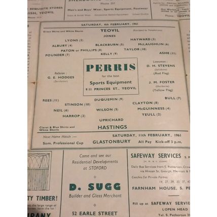 1960/61 Yeovil Town vs Hastings United - Southern League - 4/2/1961 * FREE P&P *