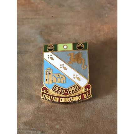 Stratton Churchway bowling club 1930-1990 bowling bowls badge