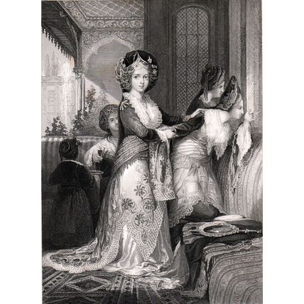 FAVORITE ODALIQUE 1840 Joseph John Jenkins - Thomas Allom ANTIQUE ENGRAVING