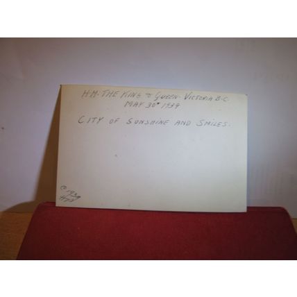 KING GEORGE VI May, 1939 in VICTORIA B.C., CANADA unused postcard =