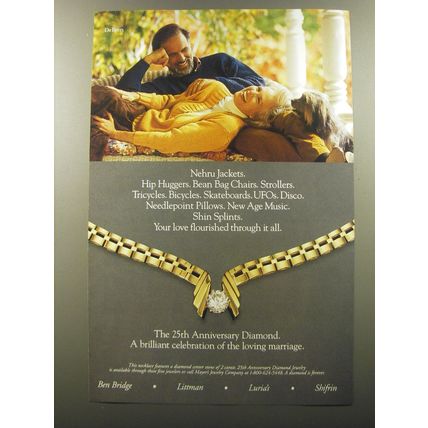 1992 De Beers Diamonds Ad - Nehru Jackets. Hip Huggers. Bean Bag Chairs