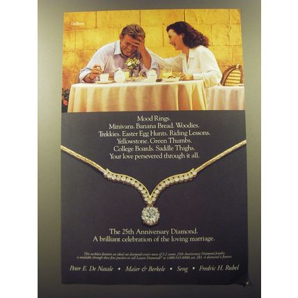 1992 De Beers Diamonds Ad - Mood Rings. Minivans. Banana Bread. Woodies.