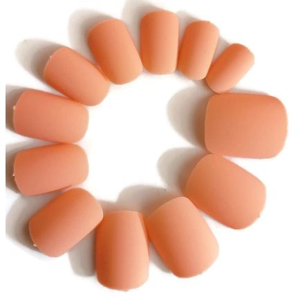 24 Matte False Nails pastel orange Short Square Budget Fake Frosted Set Press On