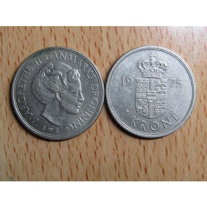 Denmark 1975 1 Krone Ore Coin
