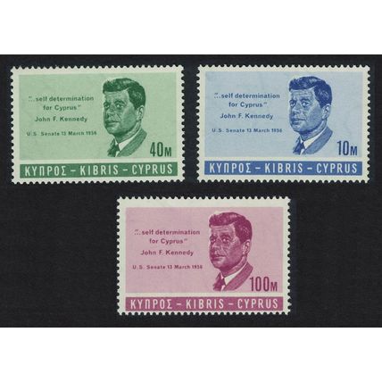 Cyprus President Kennedy Commemoration 3v 1965 MNH SG#256-258