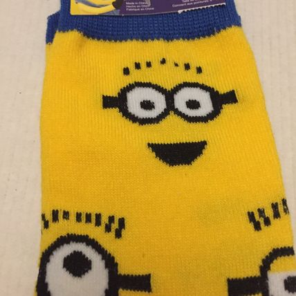 NEW 3 Pairs Minions Crew Socks Shoe Size 6-12