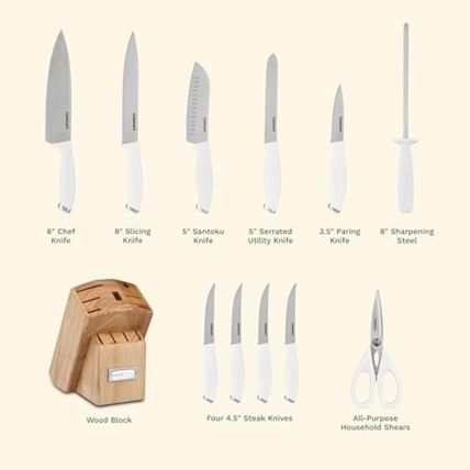 Cuisinart Block Knife Set, 12Pc Cutlery Knife Set with Steel Blades for Precise