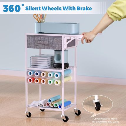 Rolling Cricut Storage Organizer Cart Compatible with Cricut Machine, Cricut Vin