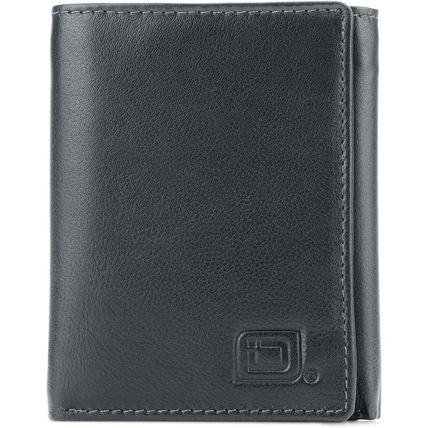 ID Stronghold Men'S Leather Trifold Wallet - RFID Blocking - Black Wallet with G