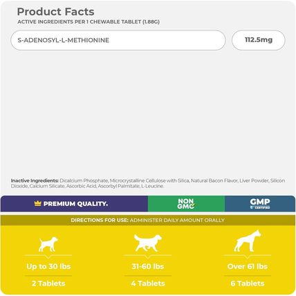 Same for Dogs - 120 Chewable Tablets - S-Adenosyl-L-Methionine, Liver Supplement