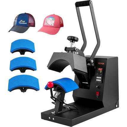 VEVOR 4-In-1 Heat Press Machine for Hats with 6X3Inches Curved Teflon-Coated Hea