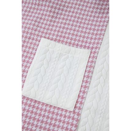 Pink Houndstooth Color Contrast Textured Patchwork Loose Shacket
