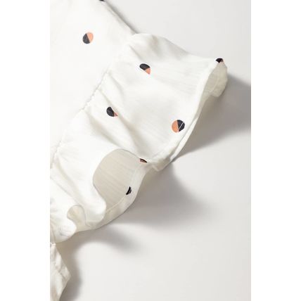 White Polka Dot Print Ruffled Shoulder V Neck Tank Top