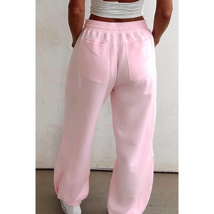 Light Pink Drawstring Waist Patchwork Solid Color Jogger Pants