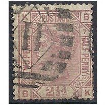 1877 SG141 2 1/2d Rosy Mauve Plate 7 Good Used Check Letters "BK".