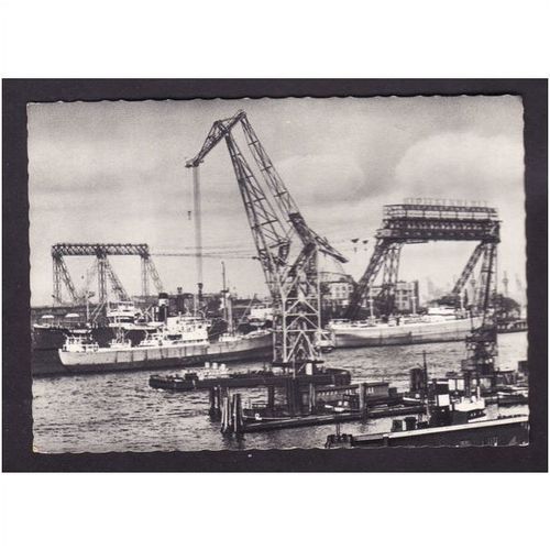 HAMBURG DOCKS ( GERMANY ) NICE BLACK AND WHITE PHOTO UNUSED