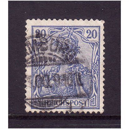 GERMANY 1899 SG56 20pf BLUE REICHSPOST FINE USED #1