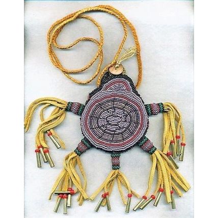 Turtle Bear Native Style Beaded Leather Amulet Medicine Bag