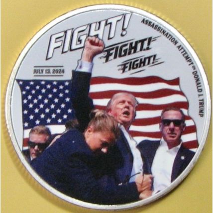 Trump, "Fight, Fight, Fight". Challenge Coin. 1.50". 84b.