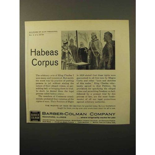 1964 Barber-Colman Company Ad - Habeas Corpus