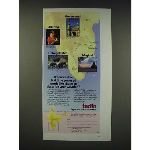 1990 India Tourism Ad - When was the last time you used words like these