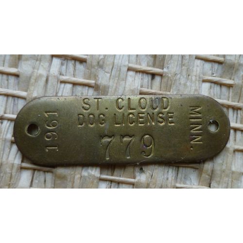 1961 St Cloud Minnesota Brass Dog License Tag #779