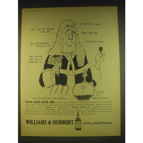 1963 Williams & Humbert Sherry Ad - Great minds drink alike