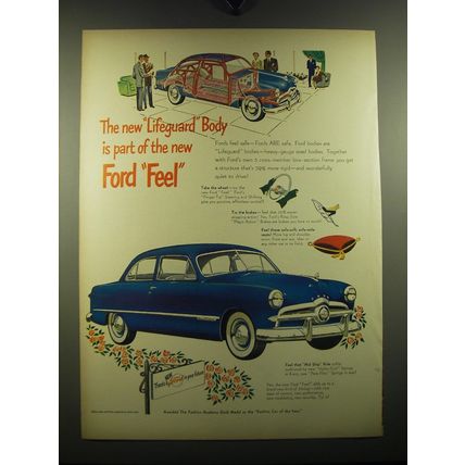 1949 Ford Cars Ad - The new lifeguard body is part of the new Ford feel