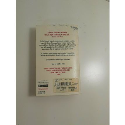 Prey by Michael Crichton 2002 paperback fiction novel